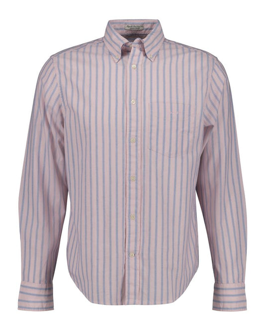 Regular Fit Striped Archive Oxford Shirt Dusty Pink / 4XL