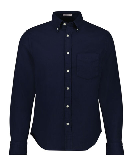 Gant Regular Fit Garment Dyed Waffle Shirt Evening Blue / S