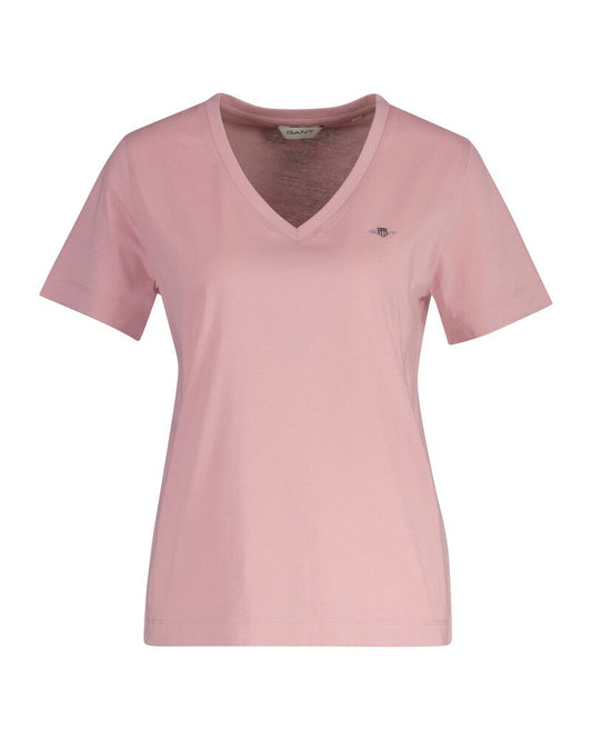 Gant Regular Fit Shield V-Neck T-Shirt Dusty Pink / S