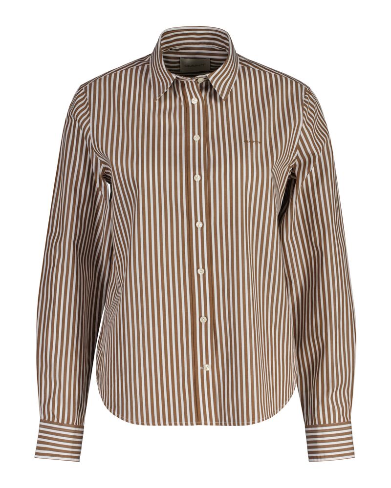 Regular Fit Striped Poplin Shirt Cocao Brown / 32