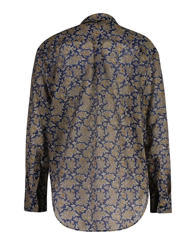 Relaxed Fit Paisley Cotton Silk Shirt Persian Blue / 32