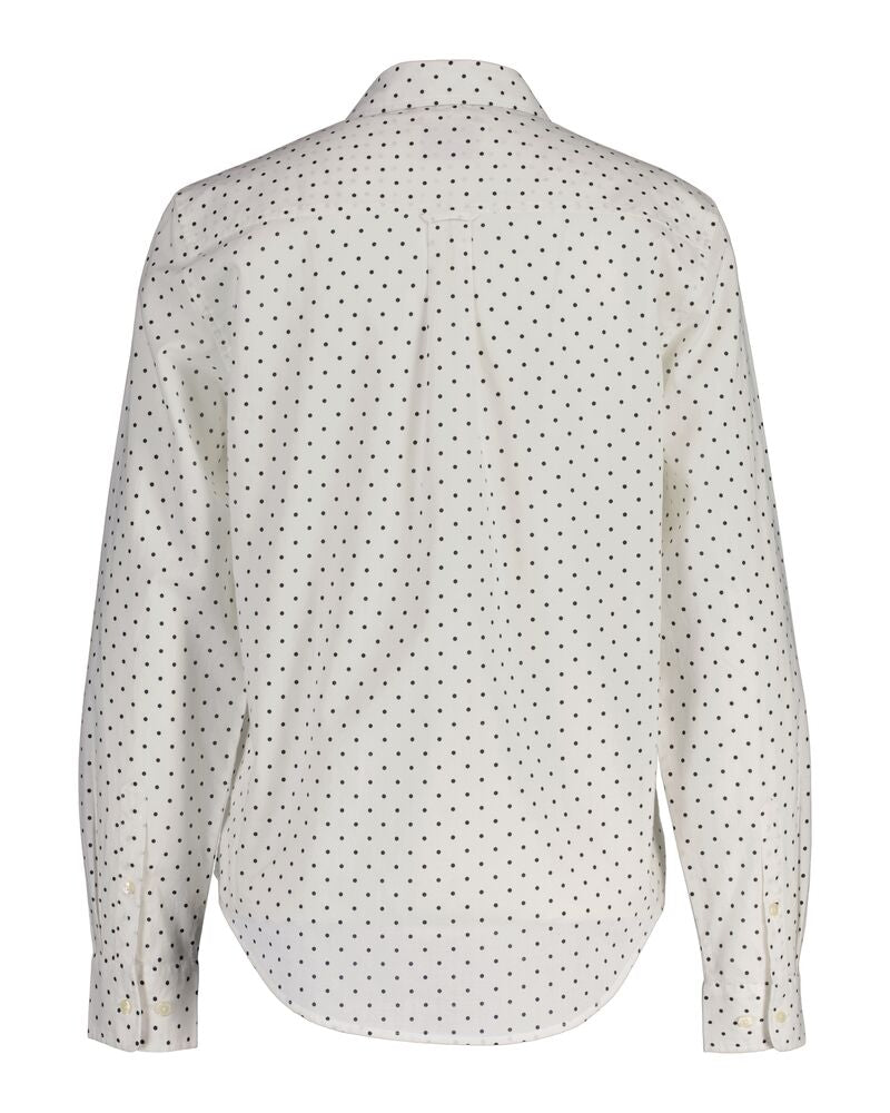 Regular Fit Dot Print Cotton Voile Shirt Eggshell / 32