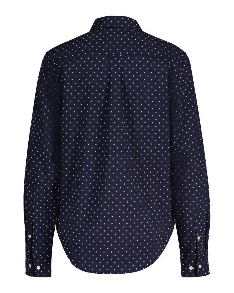 Regular Fit Dot Print Cotton Voile Shirt Evening Blue / 32