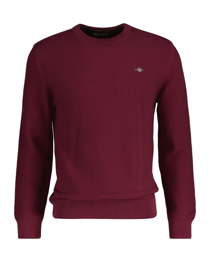 Cotton Micro Textured C-Neck Wine Red / M