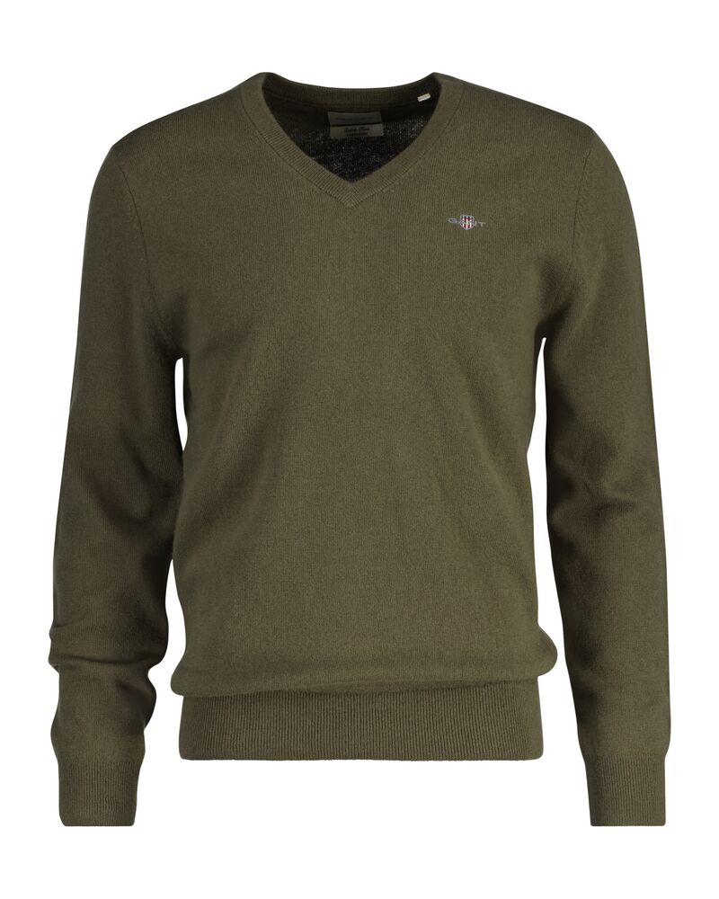 Gant Extrafine Lambswool V-Neck Juniper Green / S