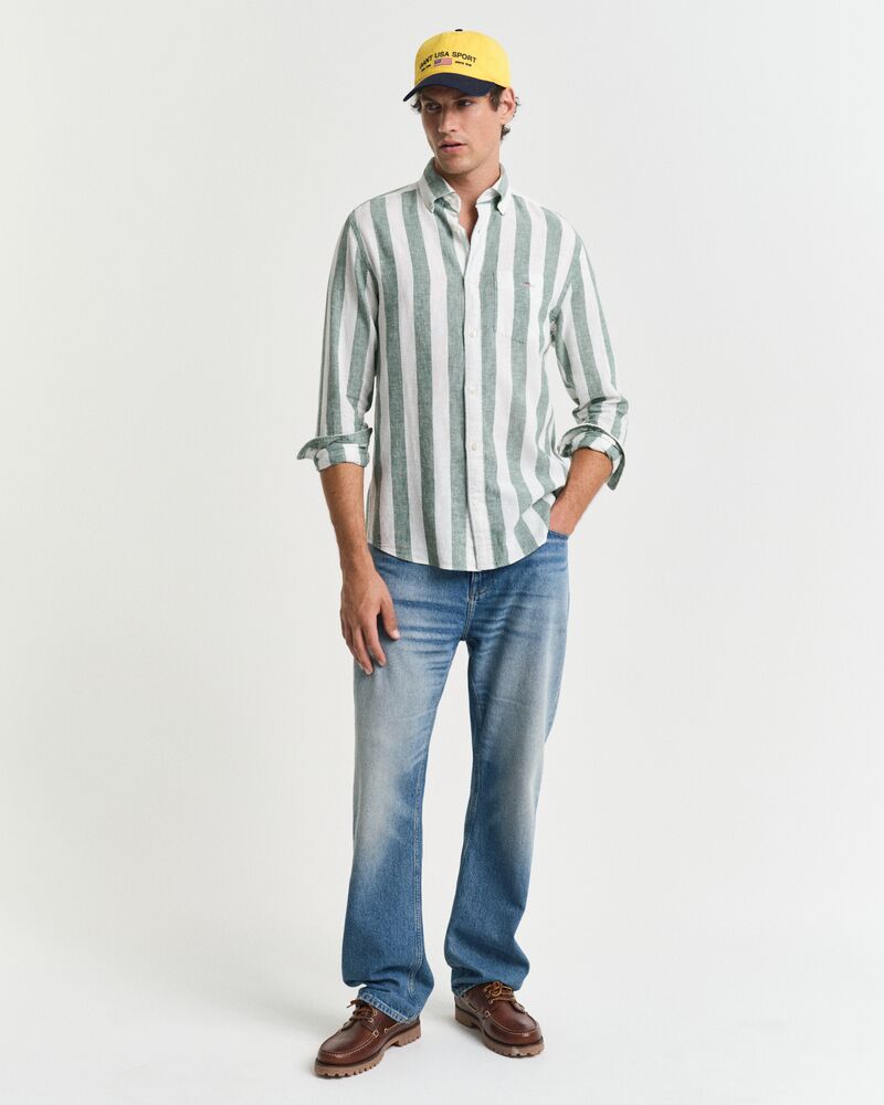 REG COTTON LINEN BOLD STRIPE SHIRT