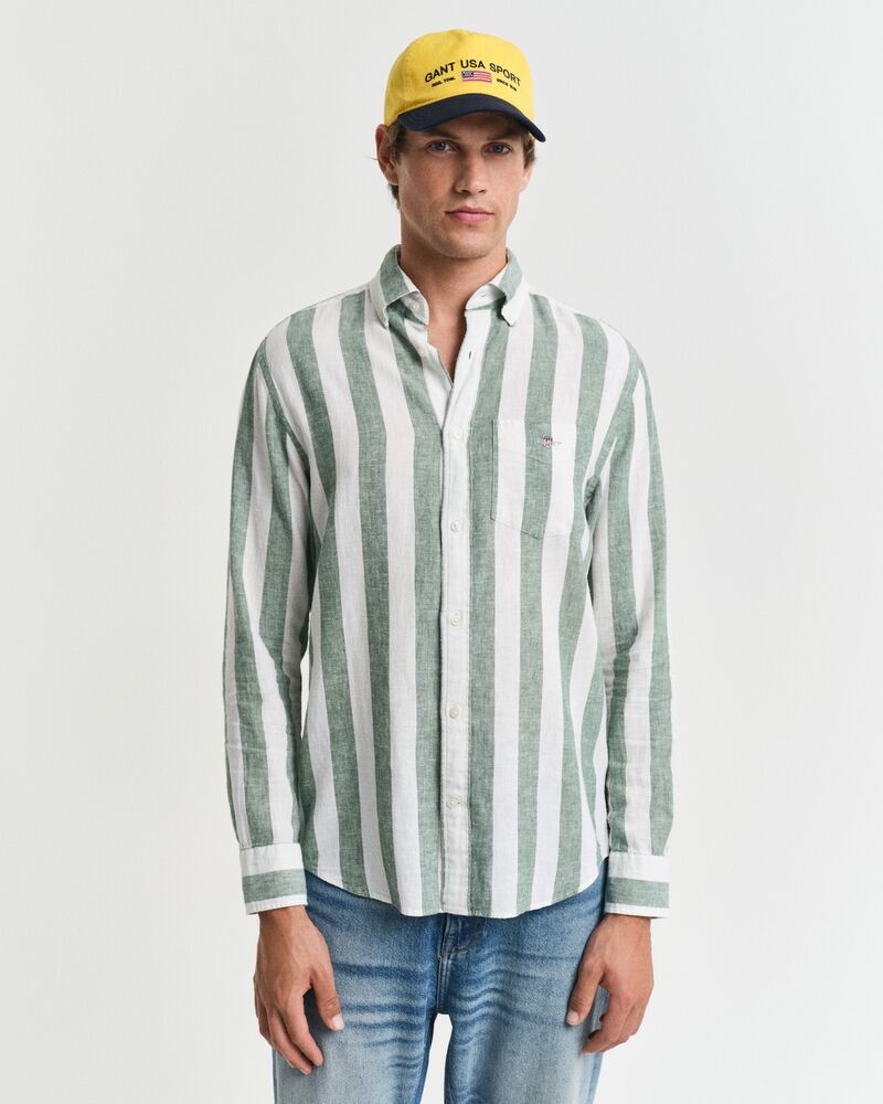 REG COTTON LINEN BOLD STRIPE SHIRT