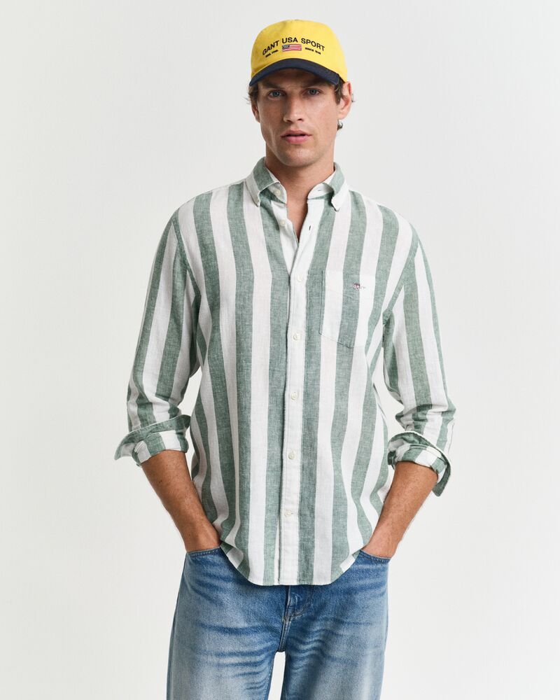 REG COTTON LINEN BOLD STRIPE SHIRT