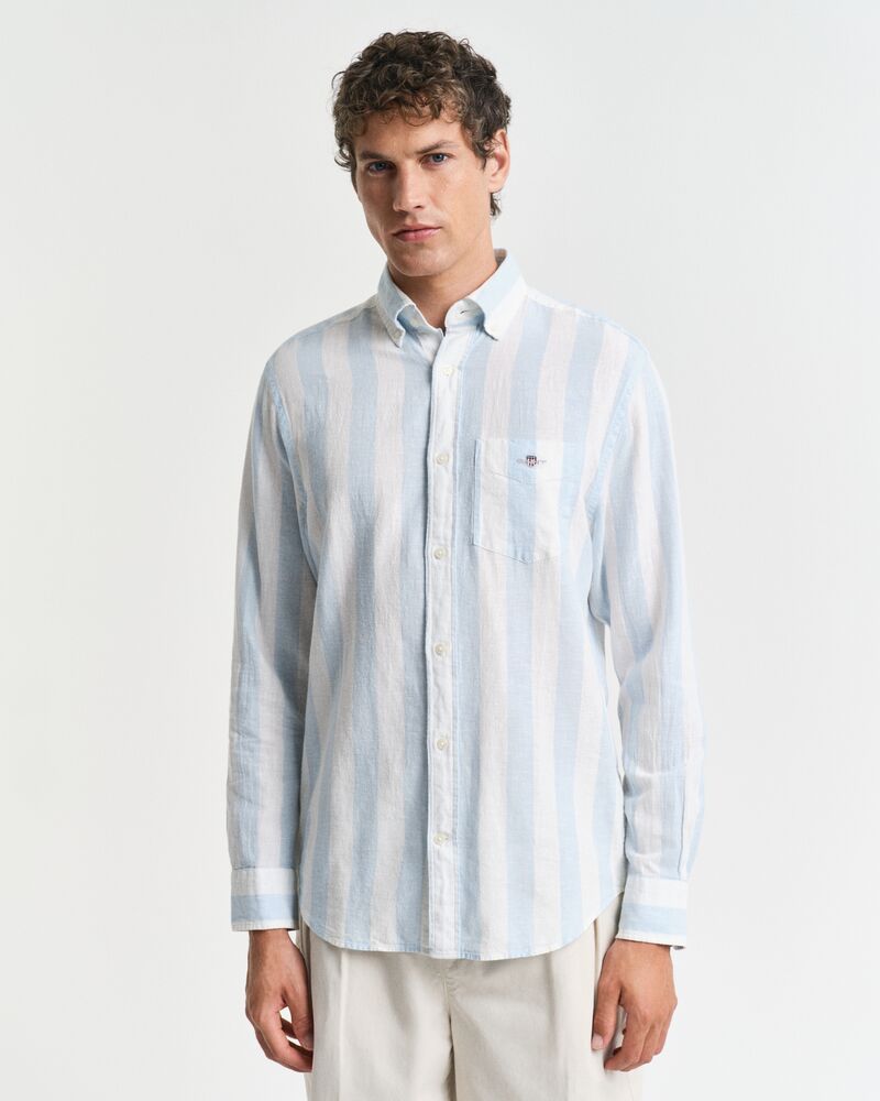 REG COTTON LINEN BOLD STRIPE SHIRT