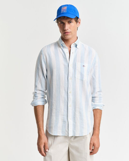 REG COTTON LINEN BOLD STRIPE SHIRT