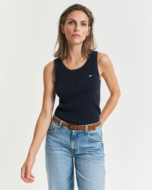 STRETCH COTTON CABLE TANK TOP