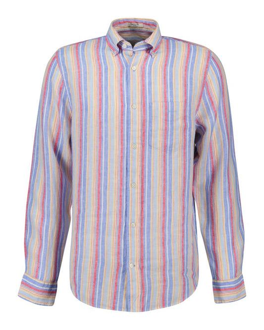 REGULAR Fit Multi Striped Linen Shirt 419-GAN / XS