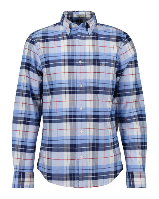 REGULAR  CLASSIC SHORT SLEEVE  OXFORD CHECK SHIRT LIGHT BLUE / S