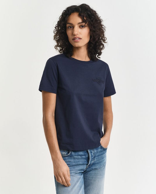 REGULAR TONAL SHIELD SS T-SHIRT EVENING BLUE / S