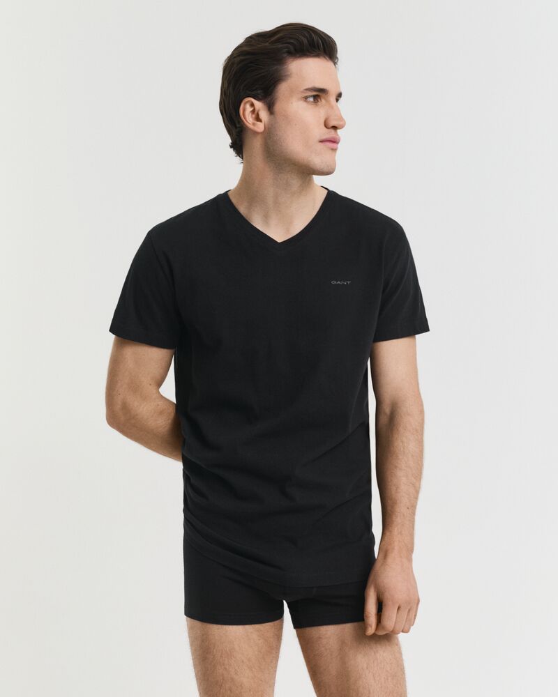 V-NECK T-SHIRT 2-PACK BLACK / WHITE / S