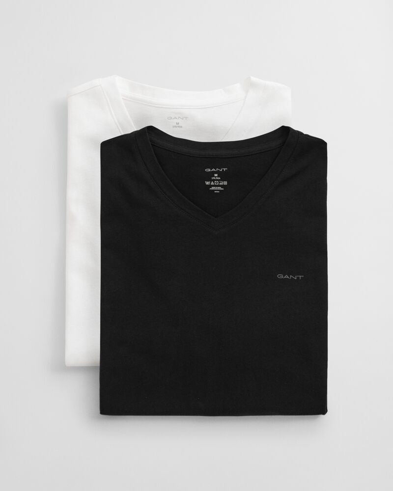 V-NECK T-SHIRT 2-PACK BLACK / WHITE / S
