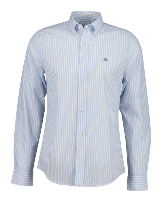 Slim Fit  CLASSIC SHORT SLEEVE  Striped Poplin Shirt LIGHT BLUE / XS