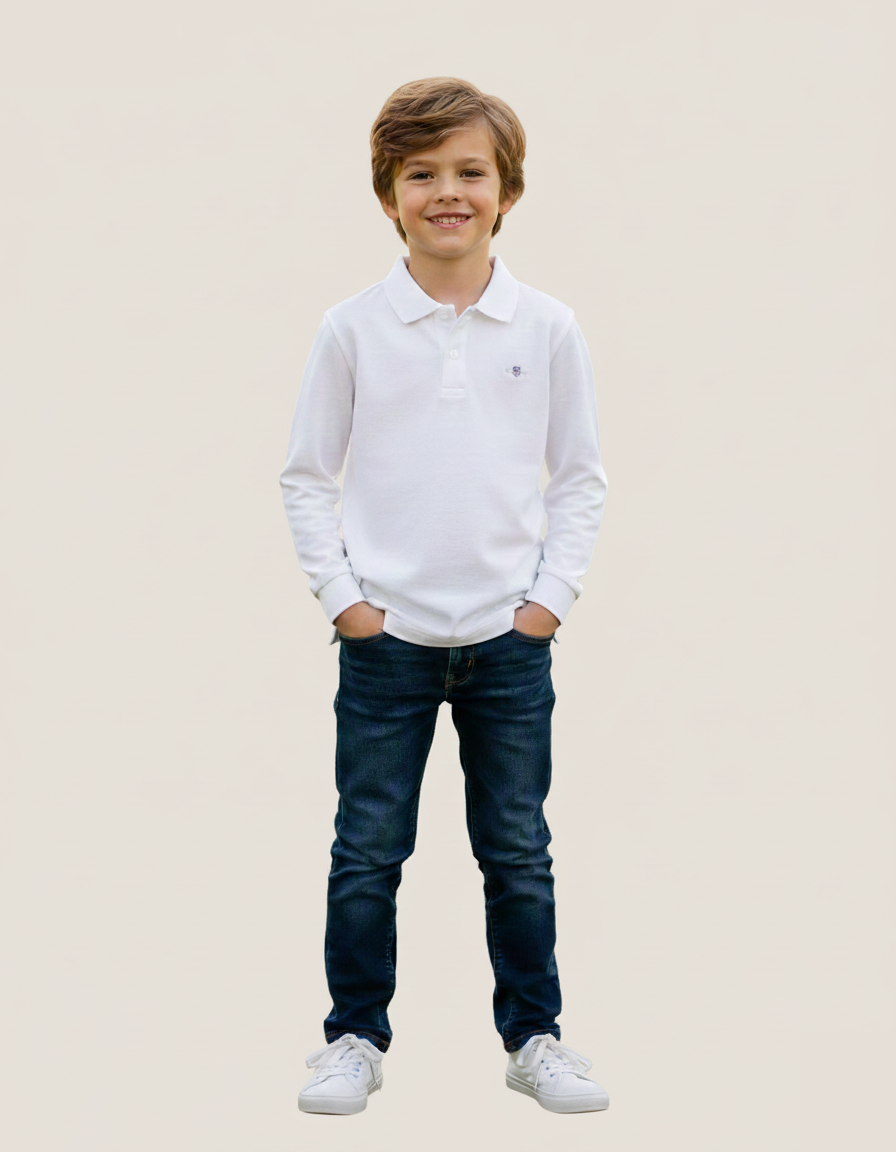 Kids Shield Long Sleeve Polo Shirt