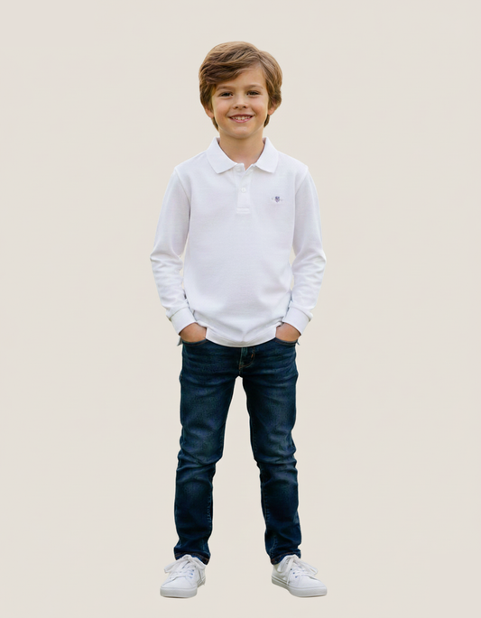 Kids Shield Long Sleeve Polo Shirt