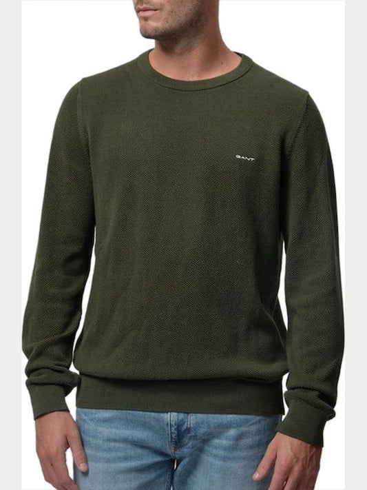 Gant Cotton Piqué Crew Neck Sweater