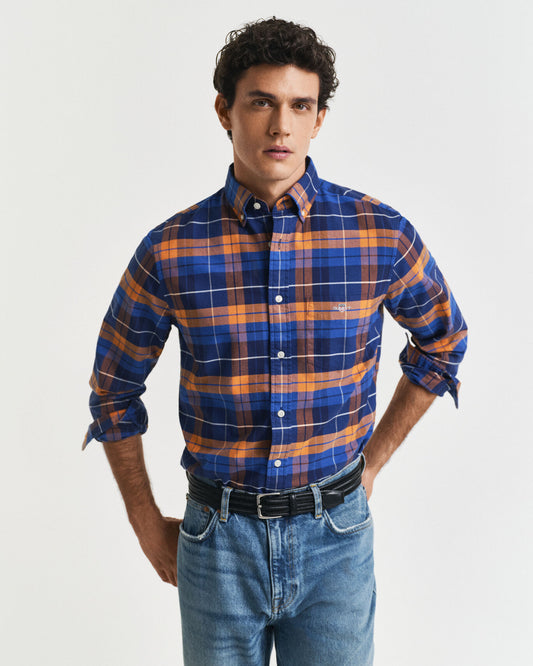 Regular Fit Checked  Classic Short Sleeve  Oxford Shirt