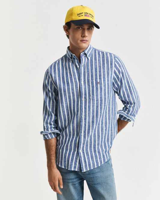 REGULAR Fit Striped Cotton Linen Shirt