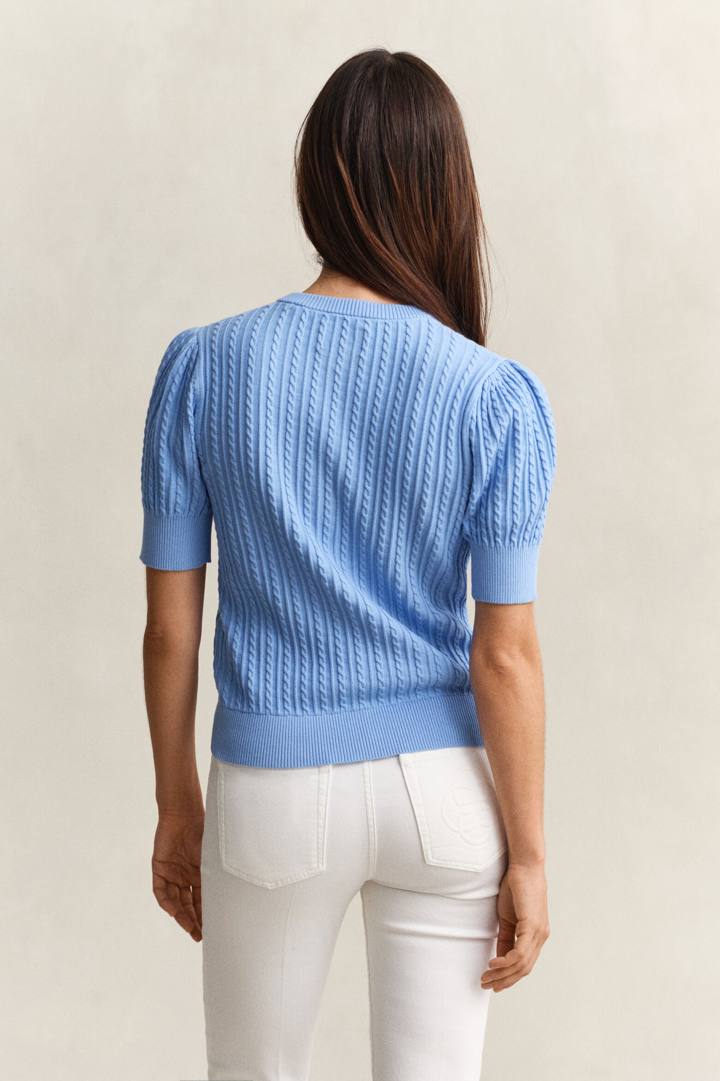 Cotton Cable Short Sleeve Cardigan