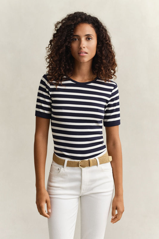 Striped Ribbed Short sleeve T-Shirt