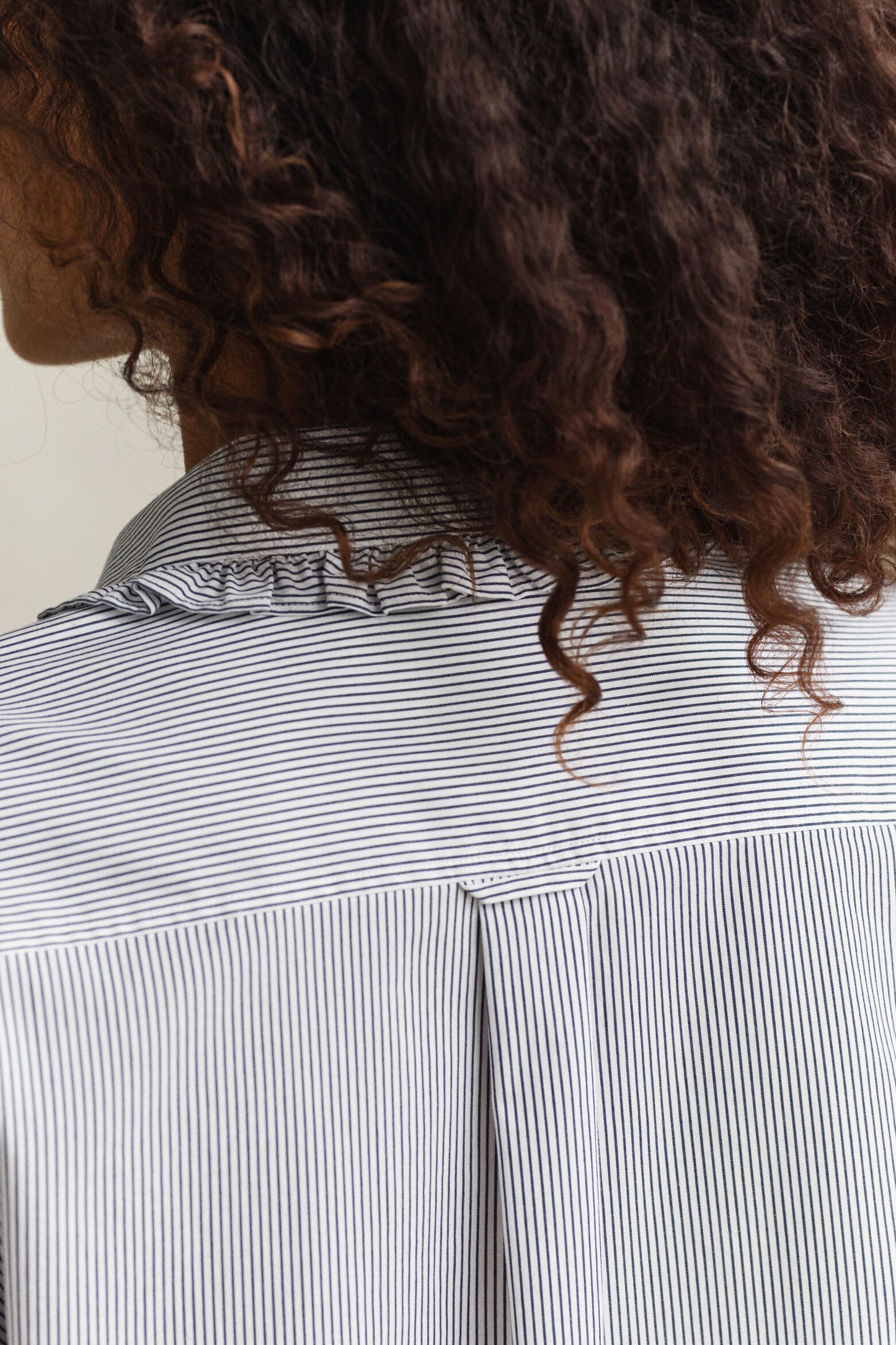 Regular Ctn Frill Collar Stripe Shirt