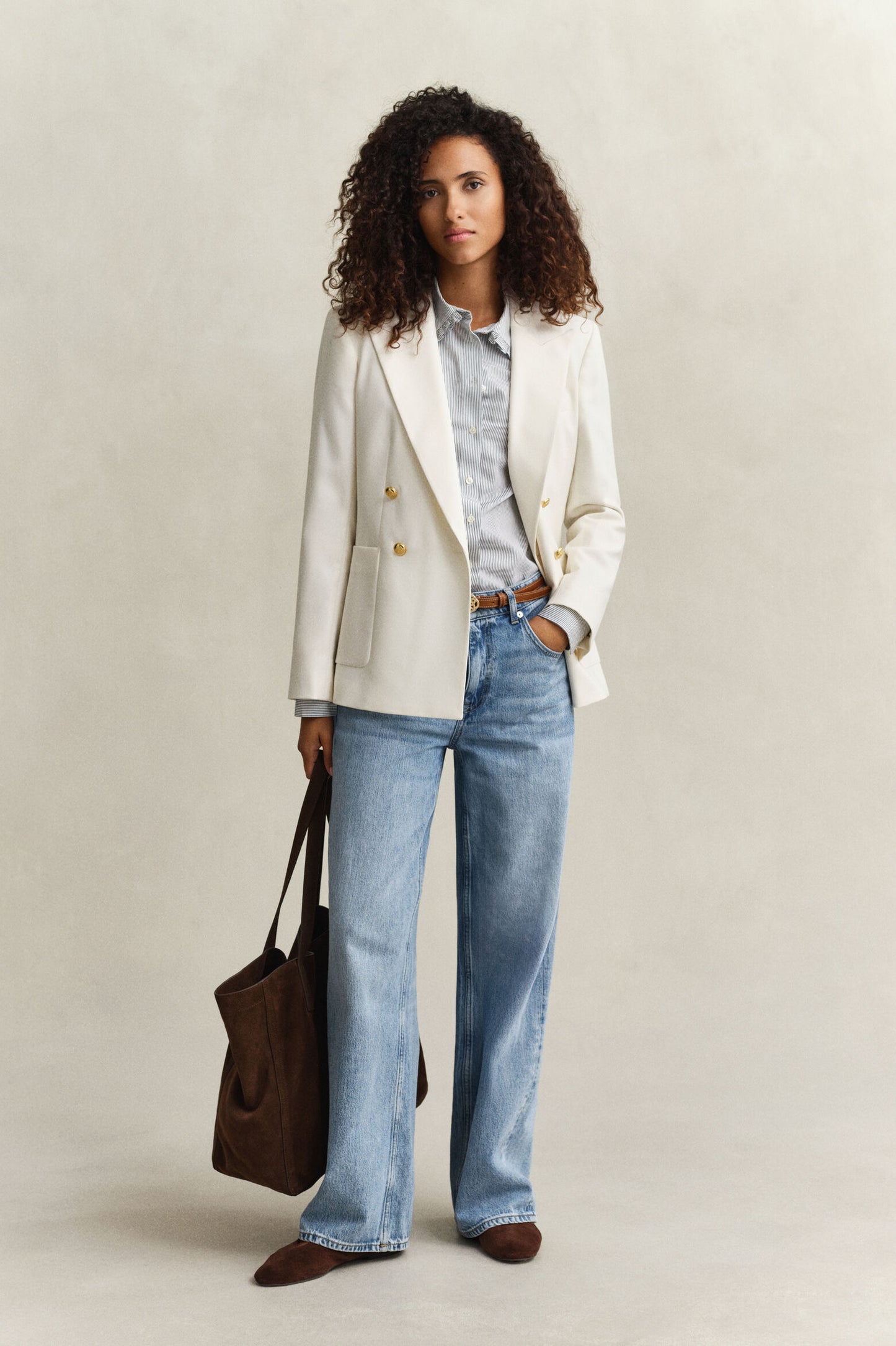Regular Ctn Frill Collar Stripe Shirt