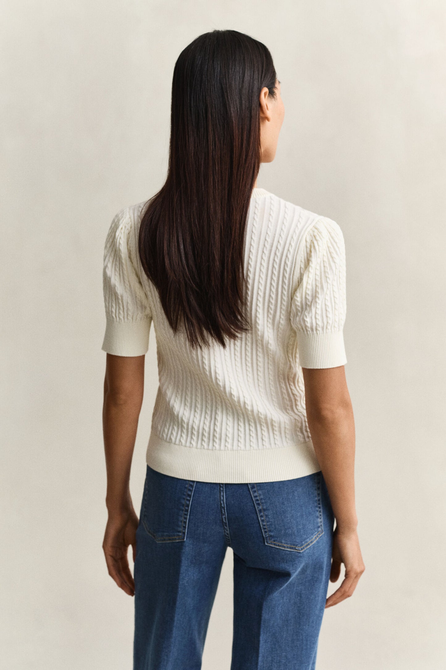 Cotton Cable Short Sleeve Cardigan