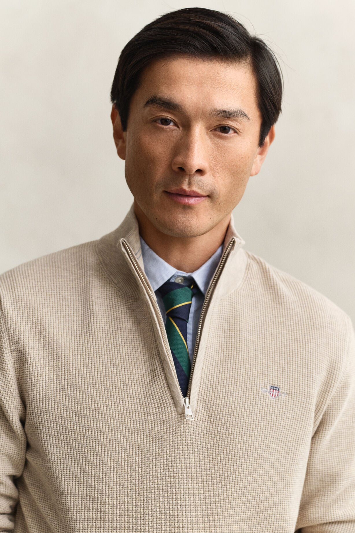 Micro Textured Cotton Half Zip
