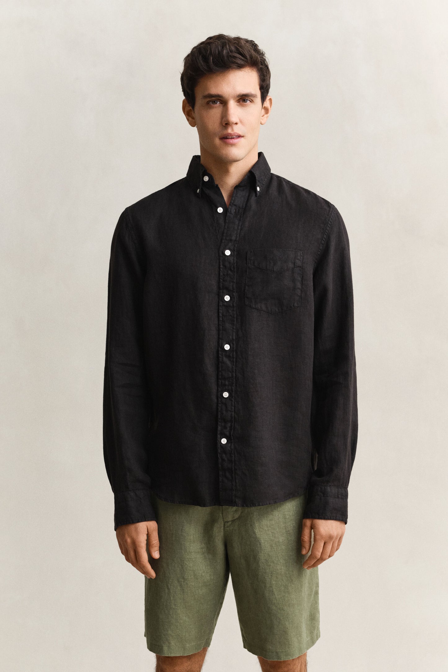 Regular Garment Dyed Linen Shirt