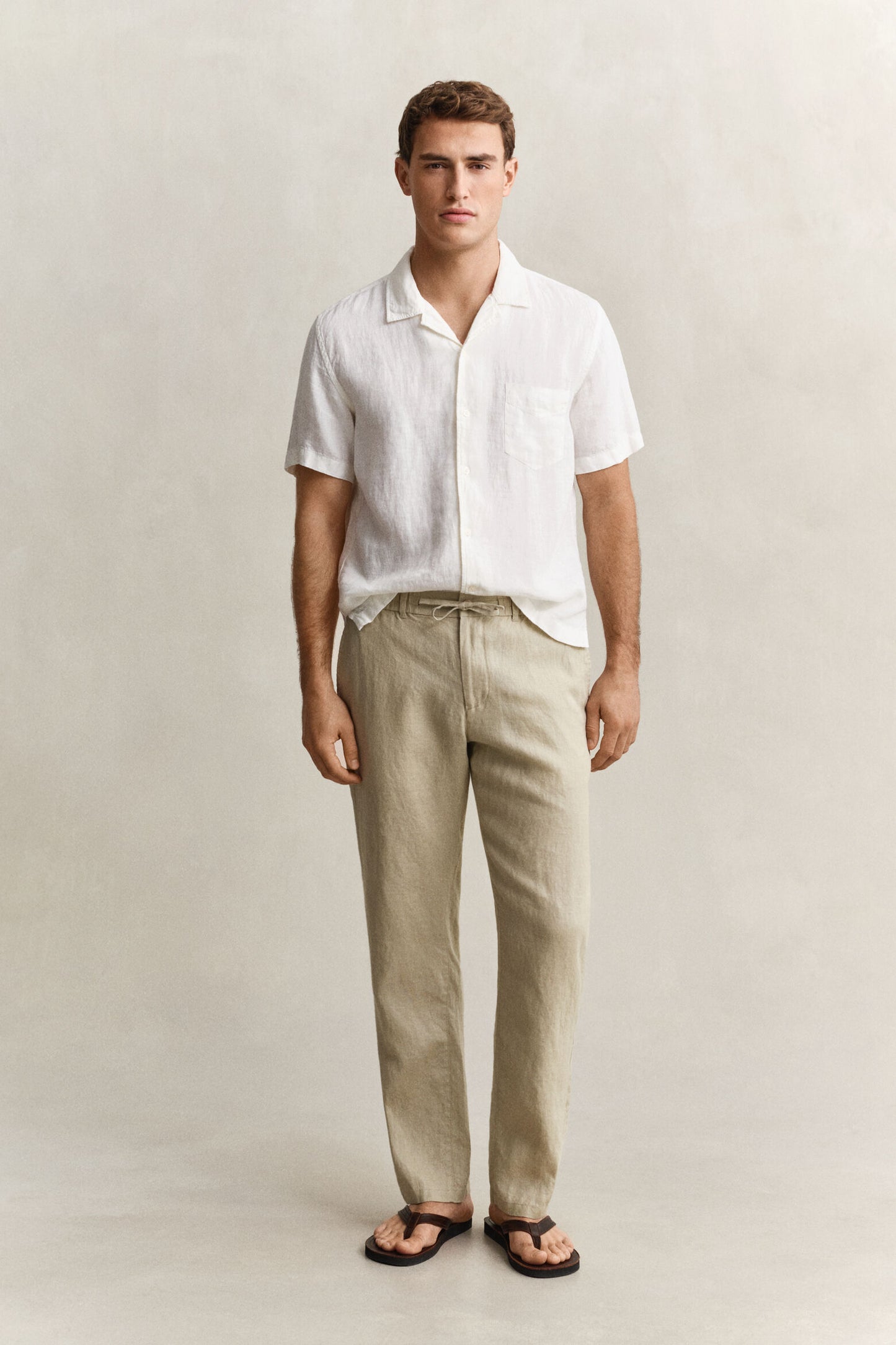 Regular Fit Linen Drawstring Pants