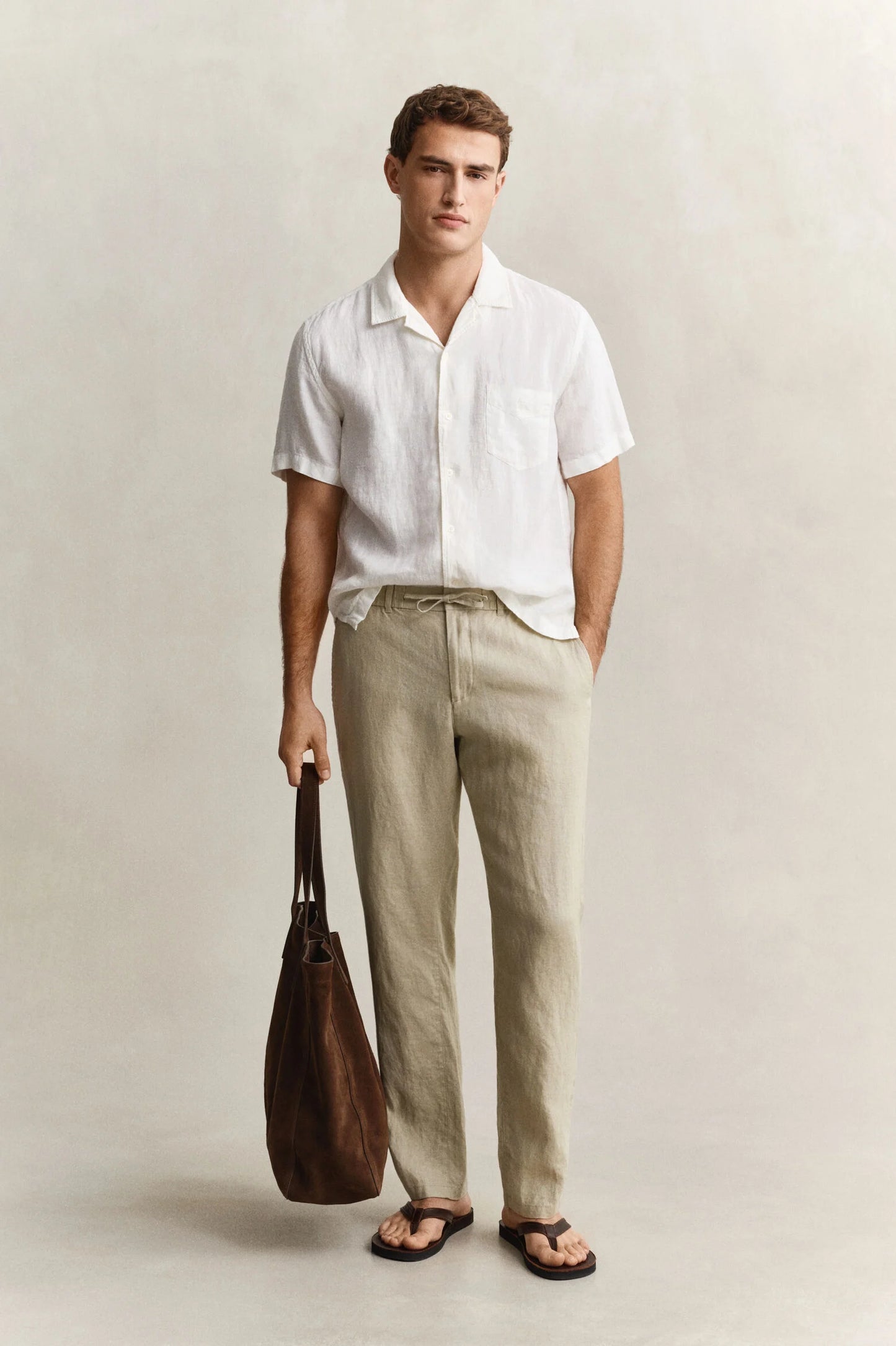 Regular Fit Linen Drawstring Pants