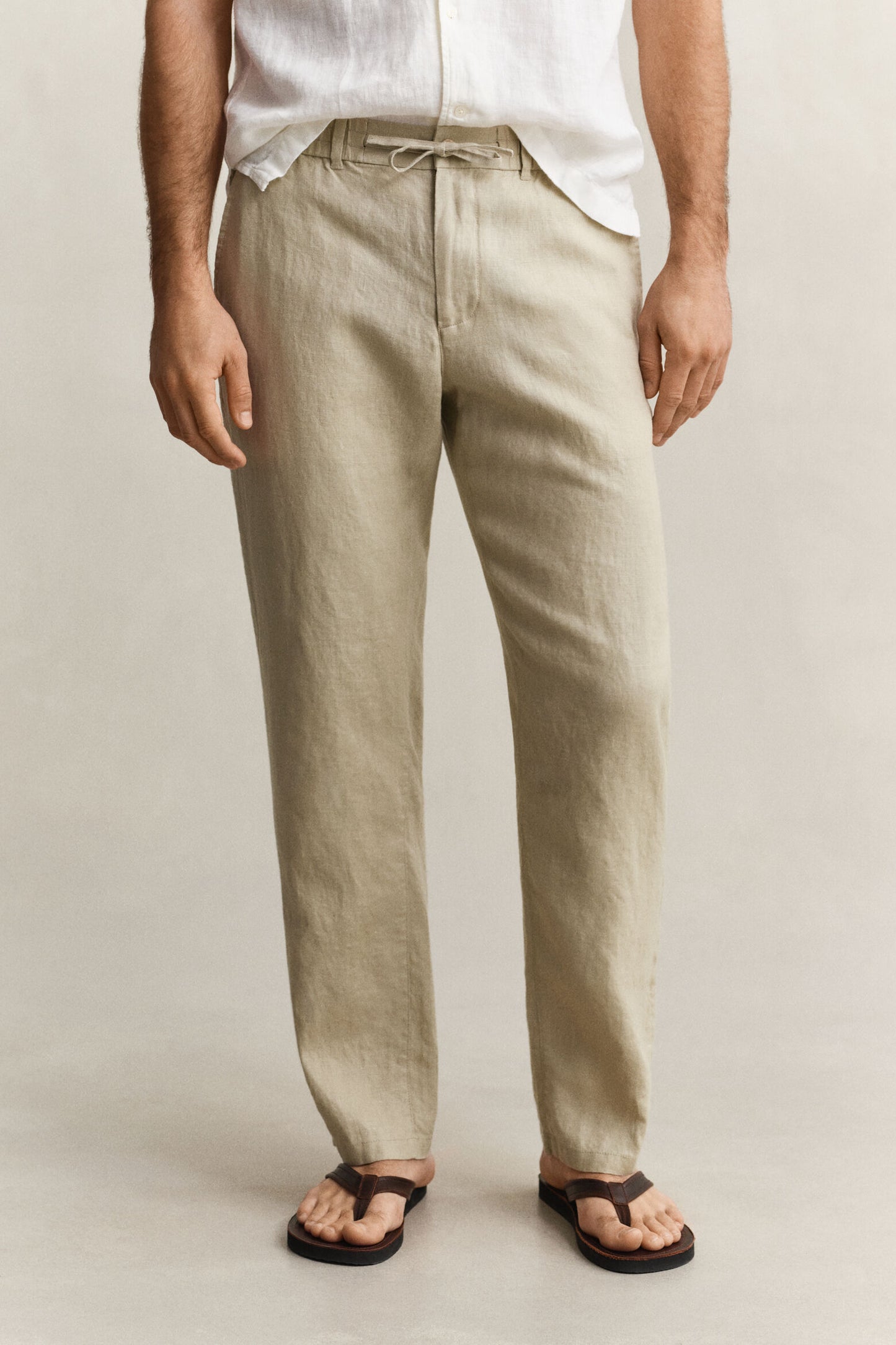 Regular Fit Linen Drawstring Pants
