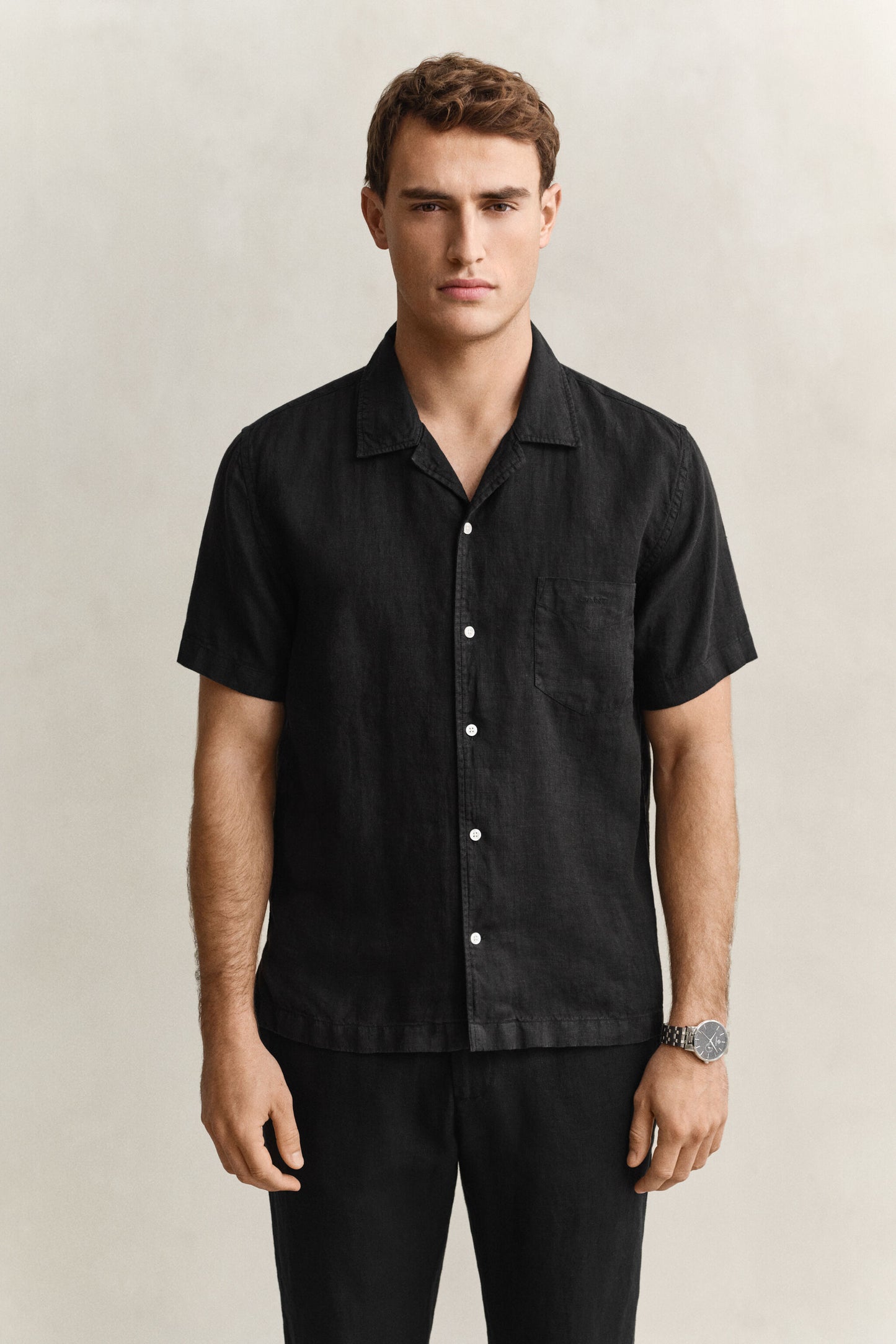 Regular Garment Dyed Linen Short Sleeve Camp Shirt