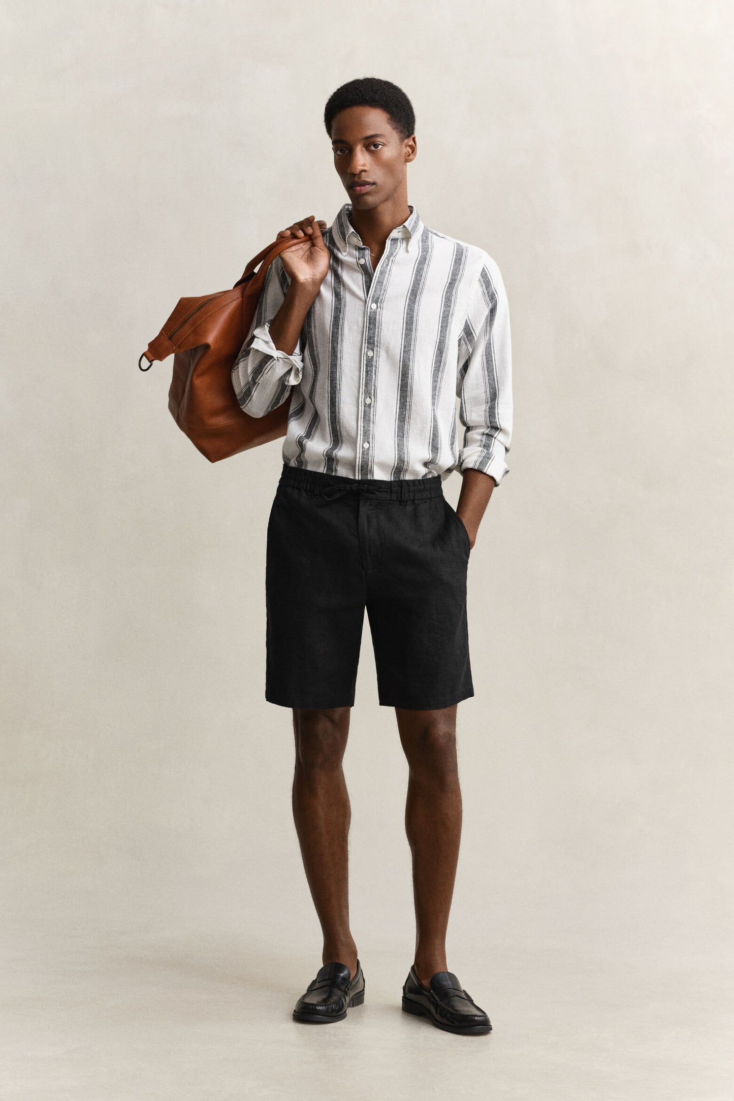Regular Linen Drawstring Shorts