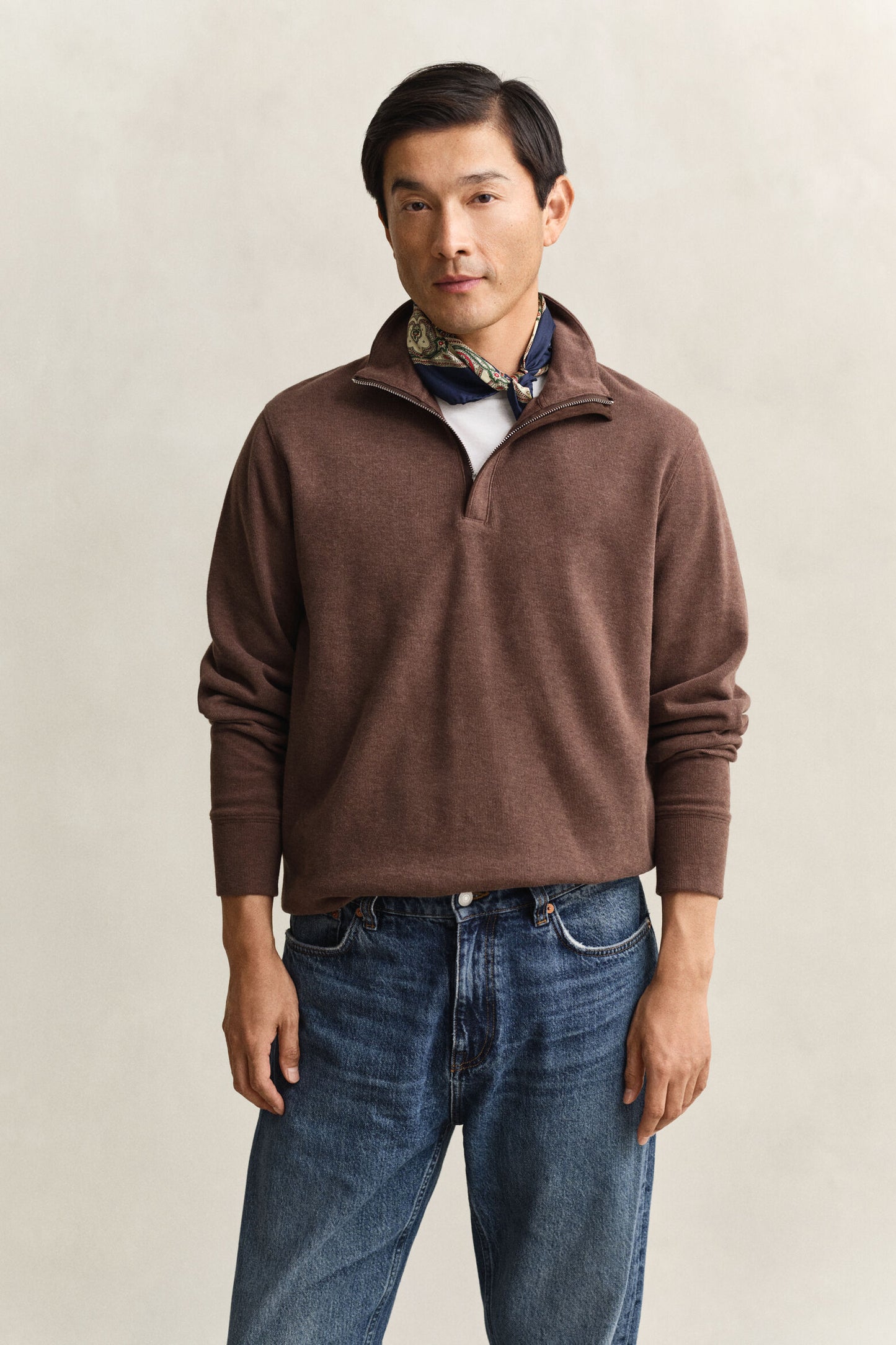 Light Seersucker Half Zip Top