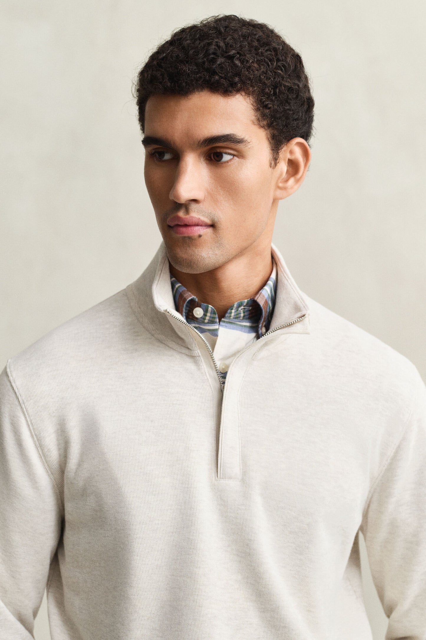 Light Seersucker Half Zip Top