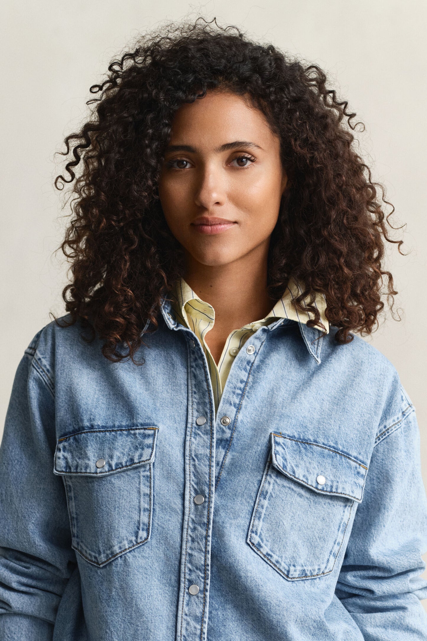 Relaxed Fit Denim Pocket Long Sleeve Shirt