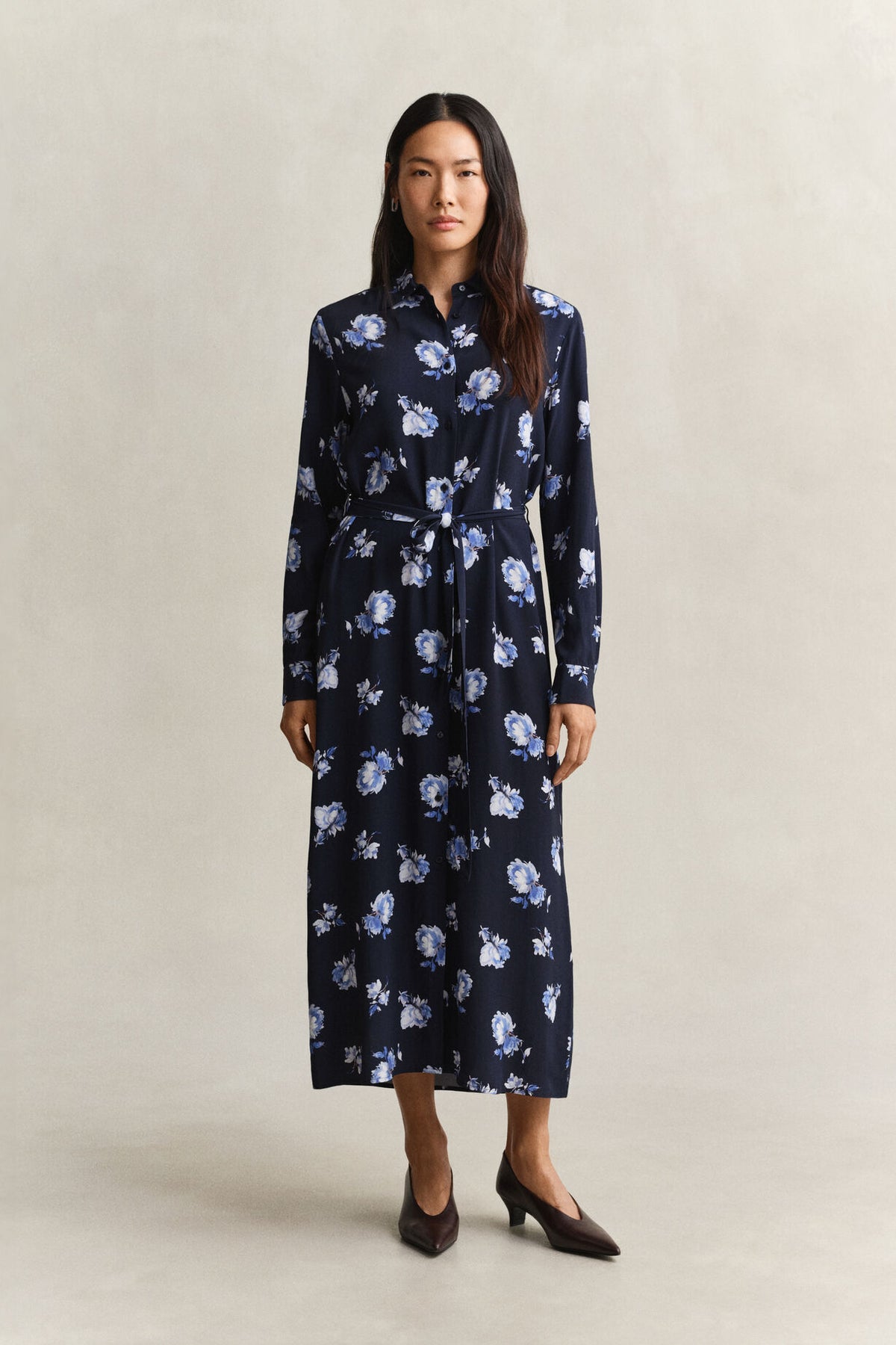 Gant  Floral Printed Fluid Long Sleeve Shirt Dress