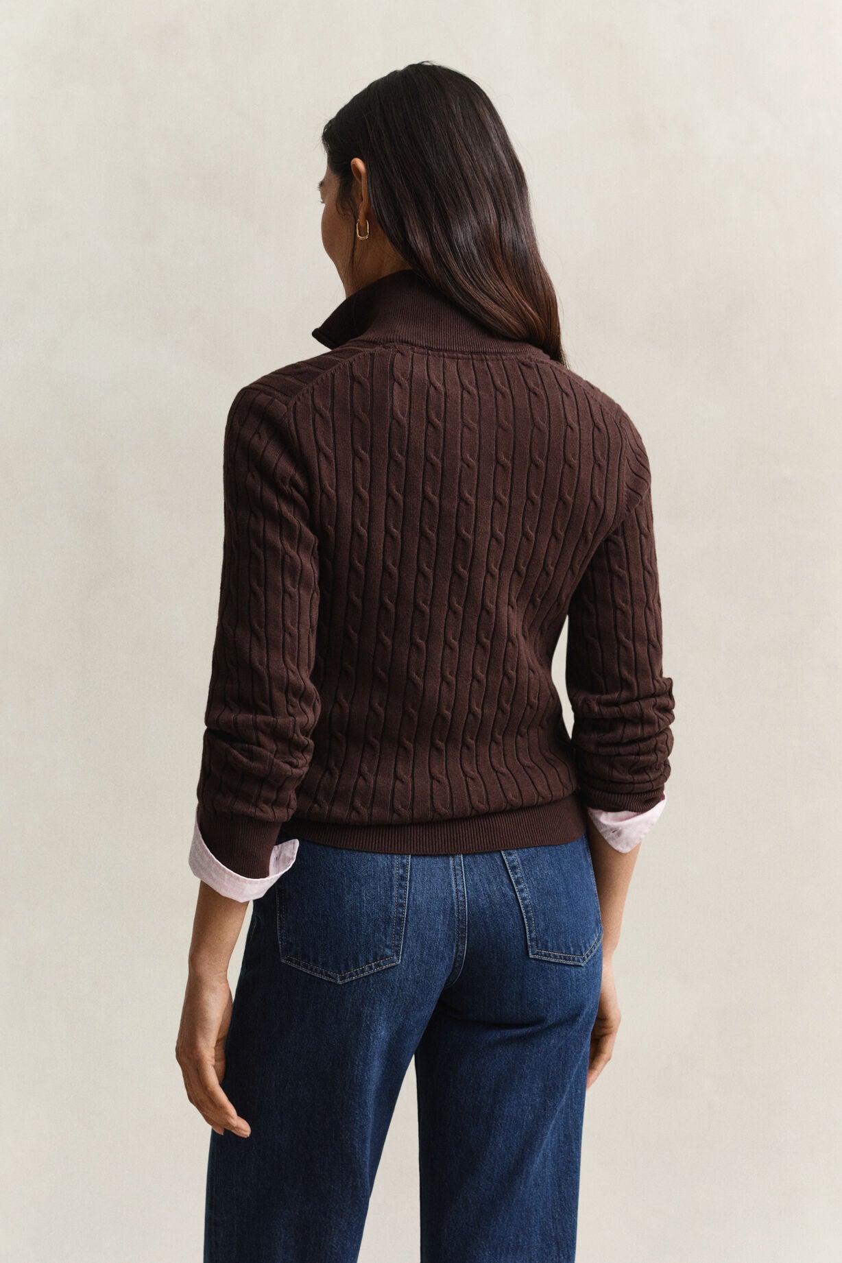 Stretch Cotton Cable Half-Zip