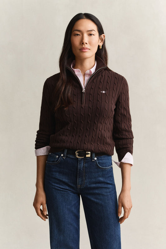 Stretch Cotton Cable Half-Zip