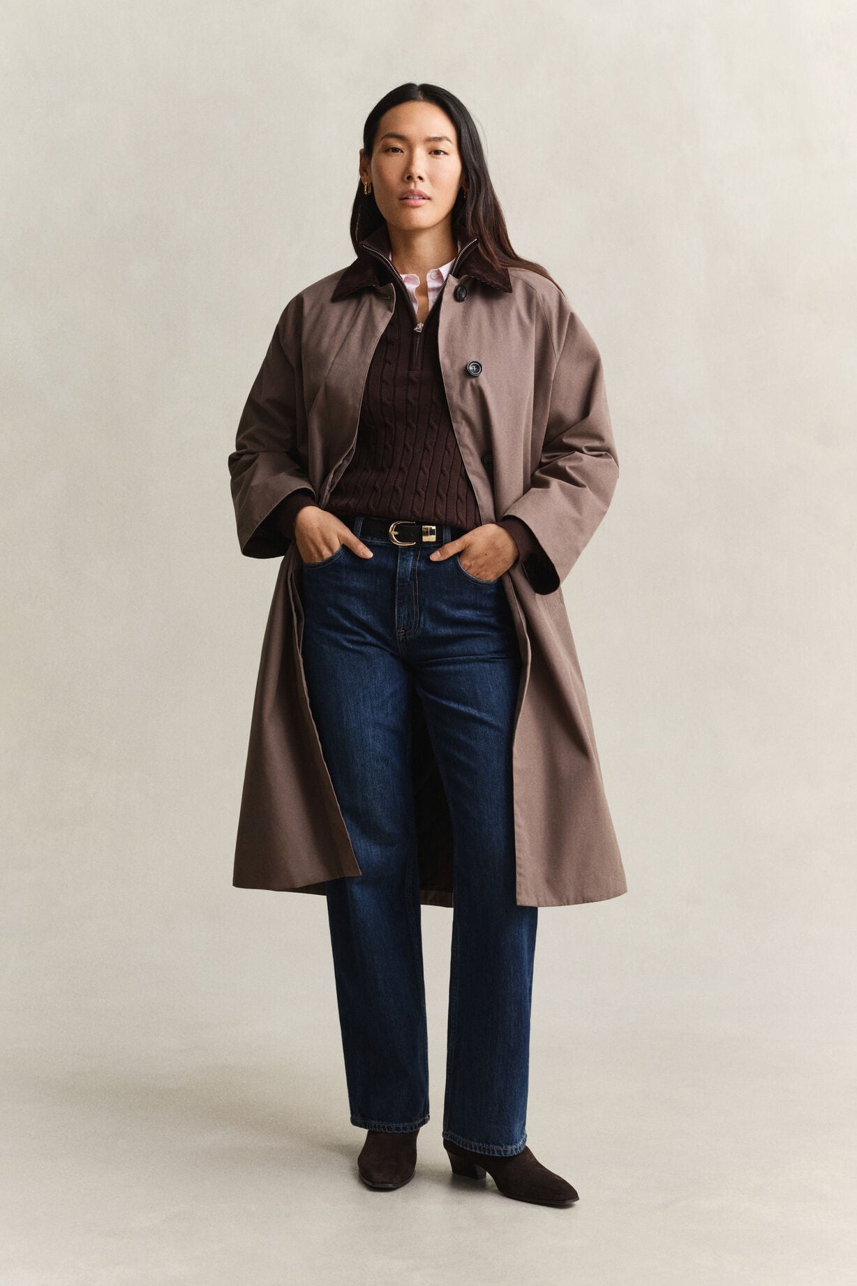 Stretch Cotton Cable Half-Zip