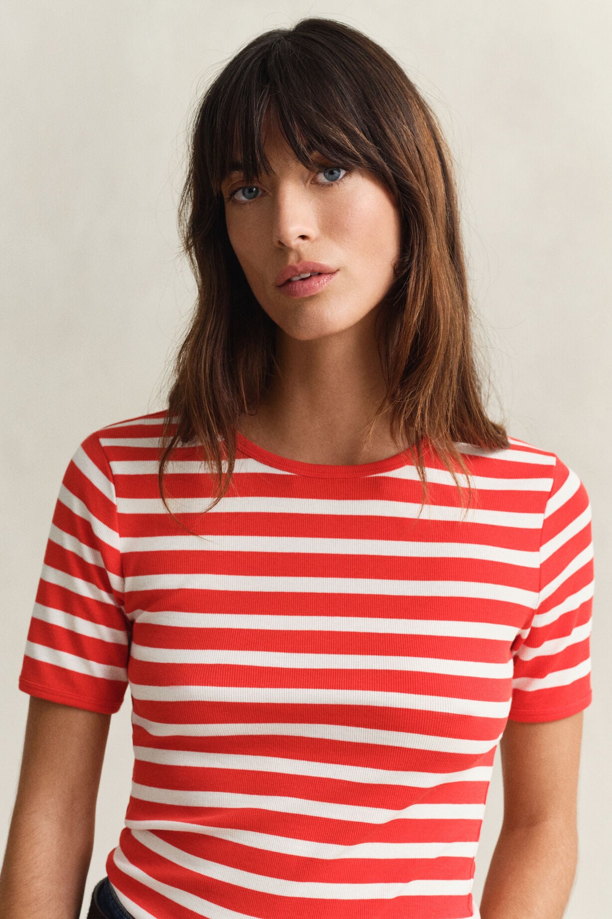 Striped Ribbed Short sleeve T-Shirt