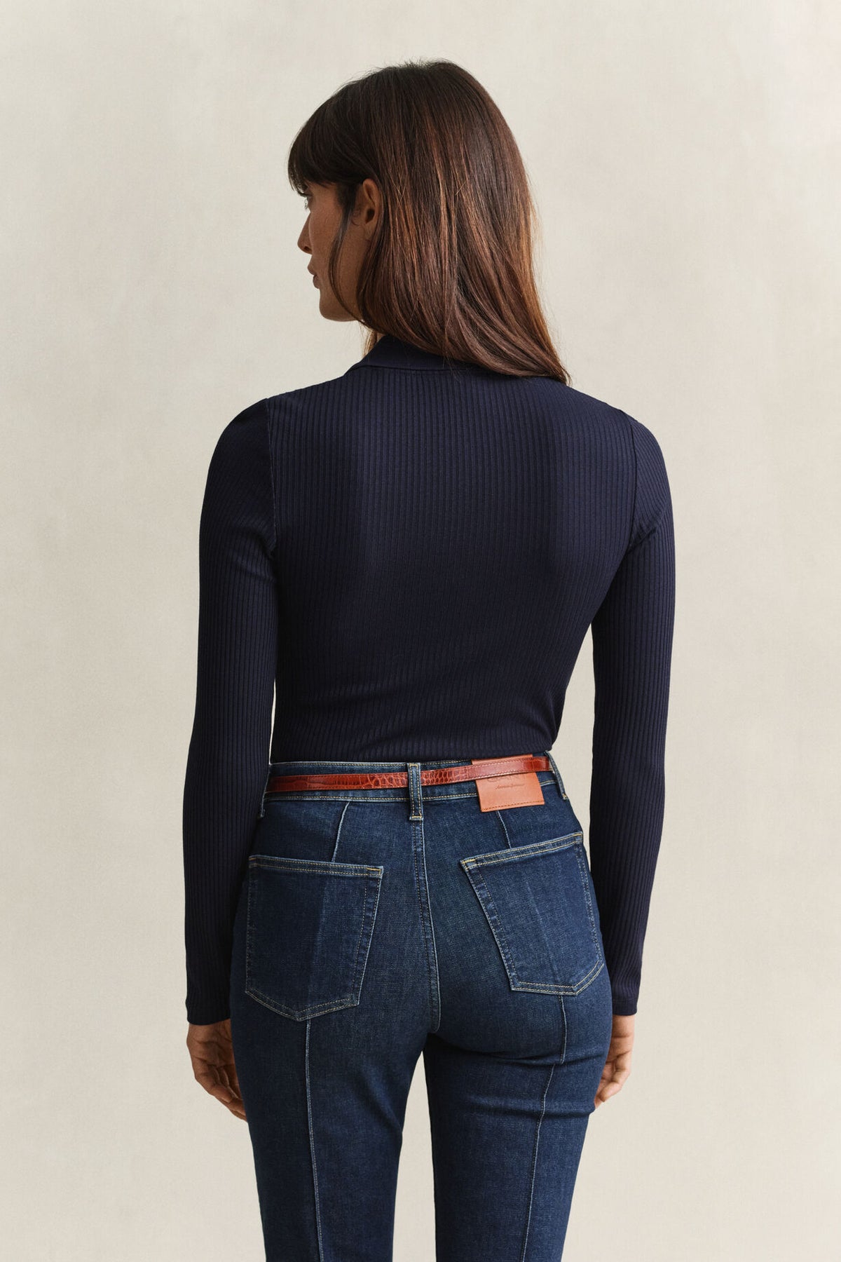 Slim Ribbed Long Sleeve Polo