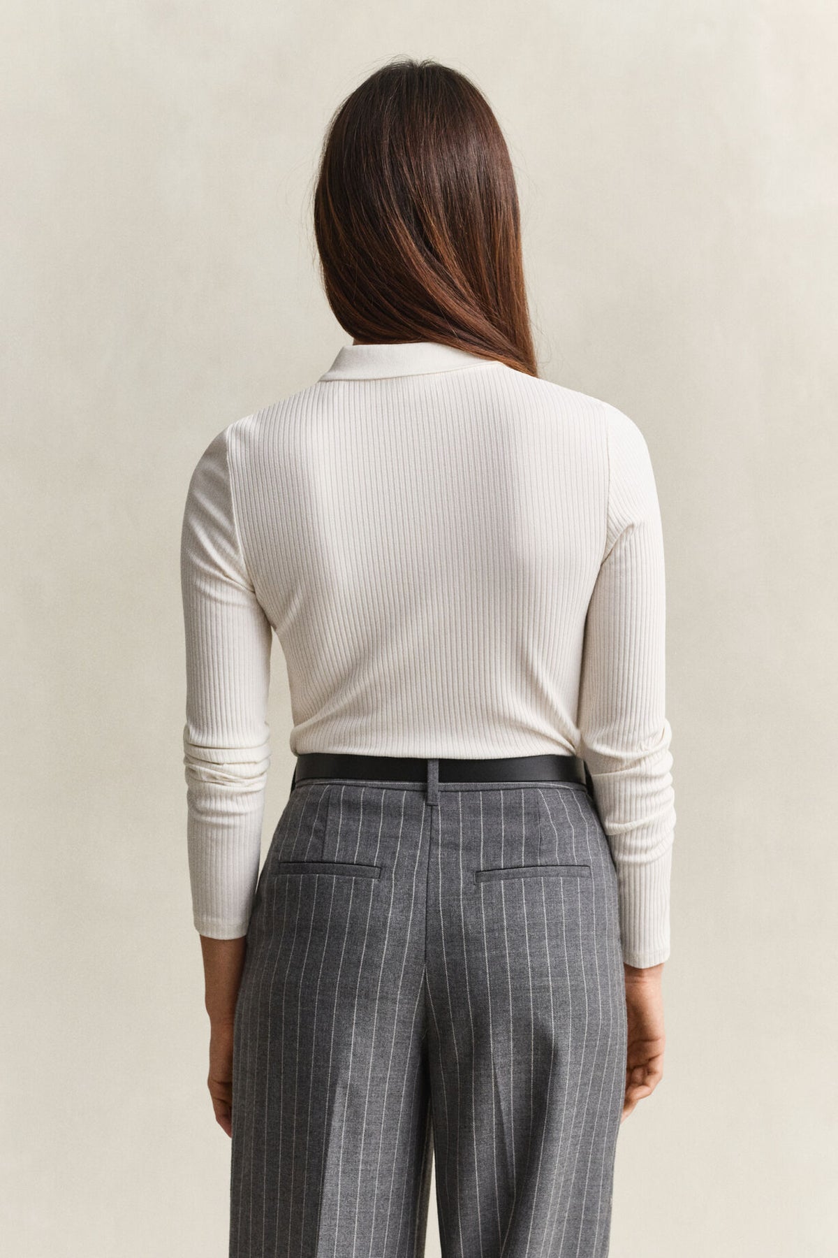 Sim Ribbed Long Sleeve Polo