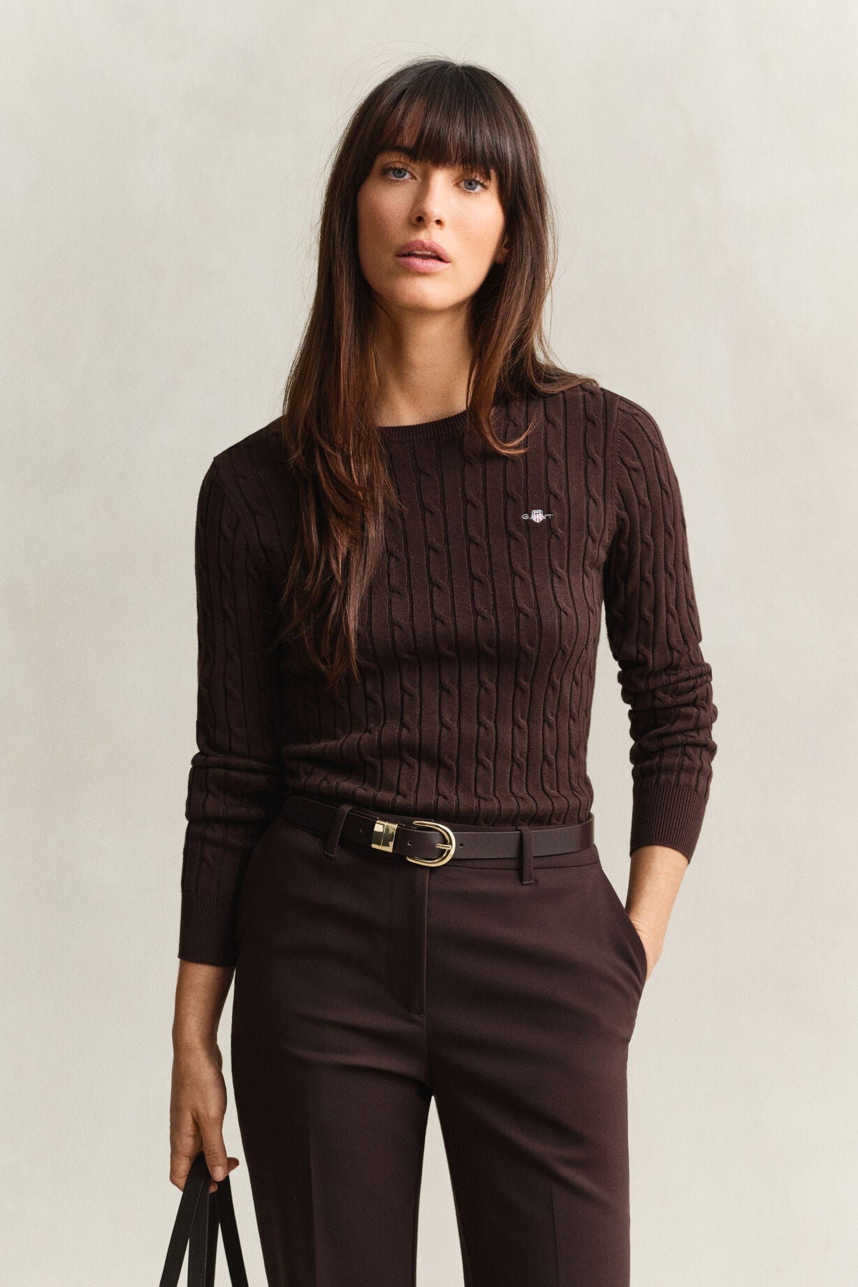 Stretch Cotton Cable C-Neck