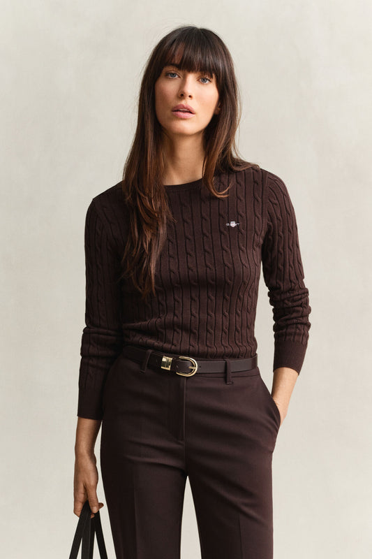 Stretch Cotton Cable C-Neck